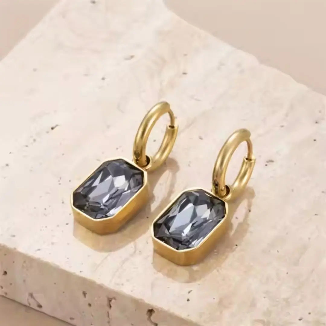 Gemstone Drop Hoops Wisteria