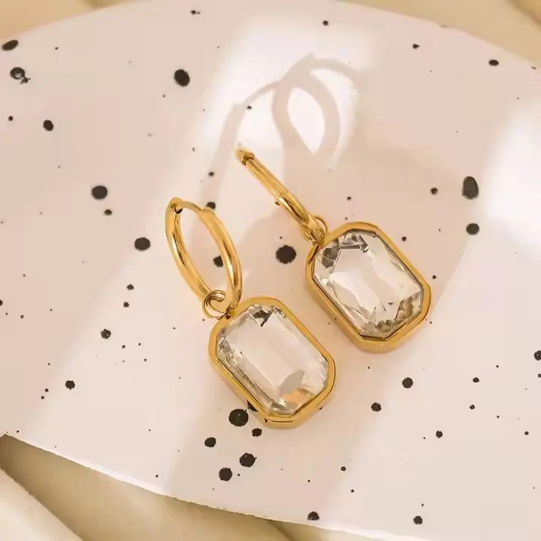 Gemstone Drop Hoops Wisteria