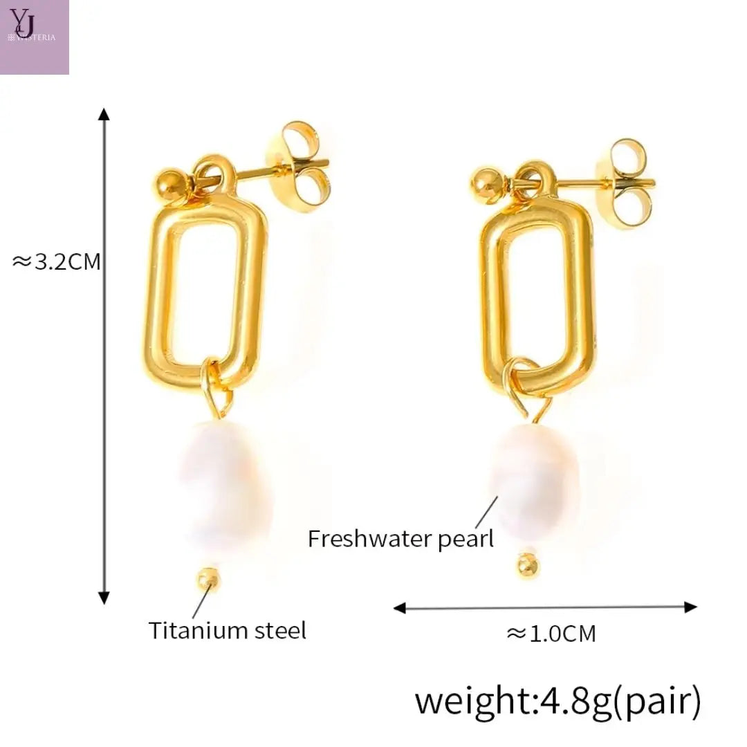 Geometric Pearl Drop Earrings Wisteria