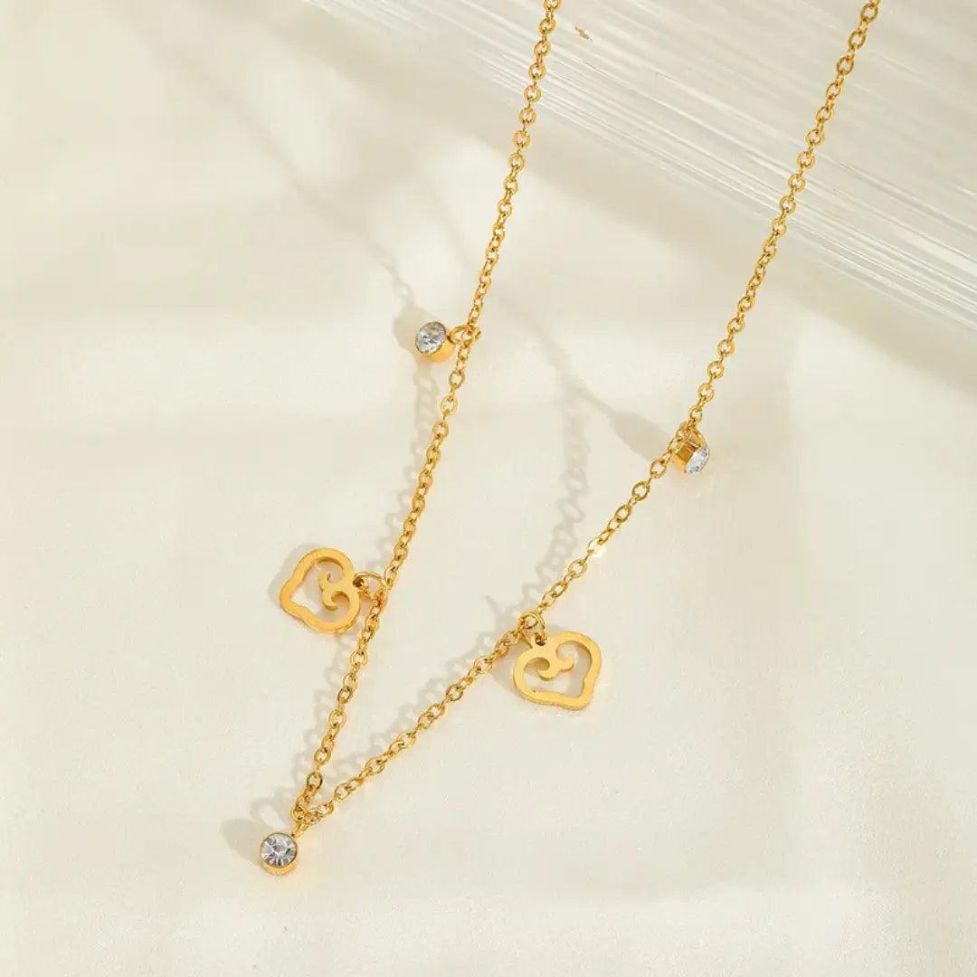 Gleam Drizzle Necklace with Heart Charms Wisteria