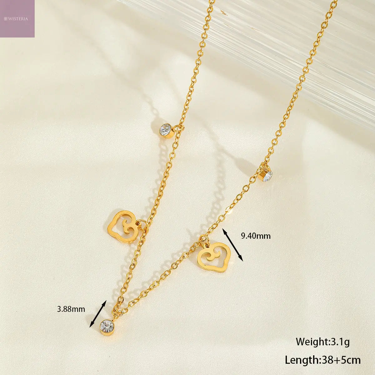 Gleam Drizzle Necklace with Heart Charms Wisteria