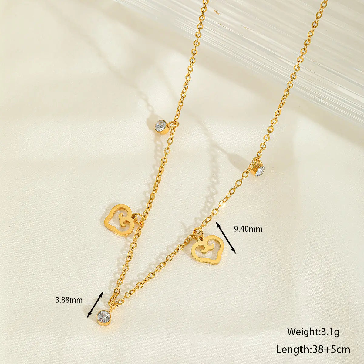 Gleam Drizzle Necklace with Heart Charms Wisteria