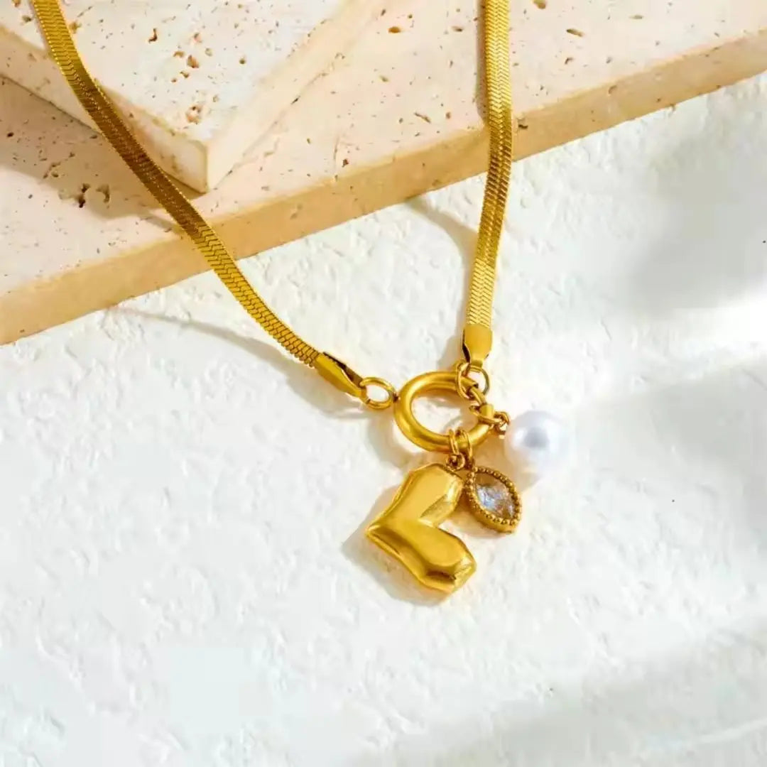 Golden Grace Heart Charm Necklace Wisteria