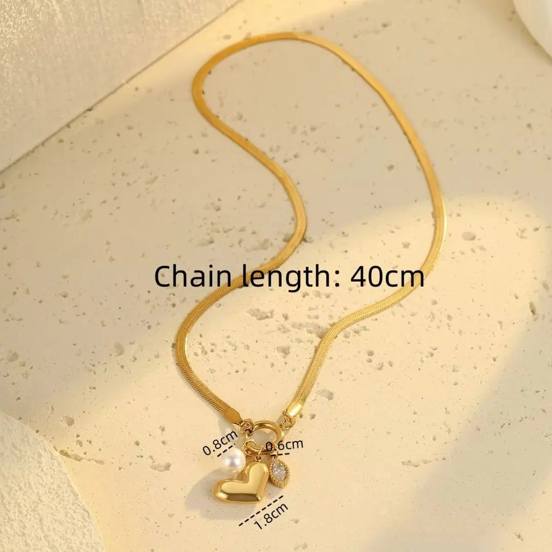 Golden Grace Heart Charm Necklace Wisteria