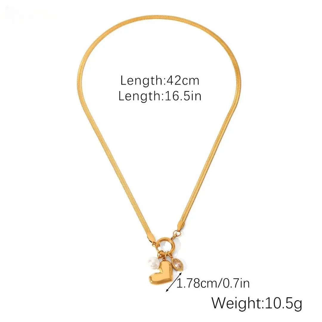 Golden Grace Heart Charm Necklace Wisteria