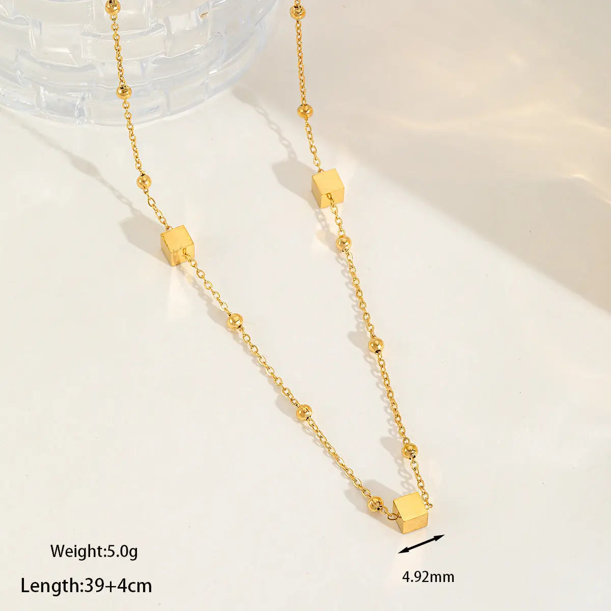 Golden Grid Geometric Bead Necklace Wisteria