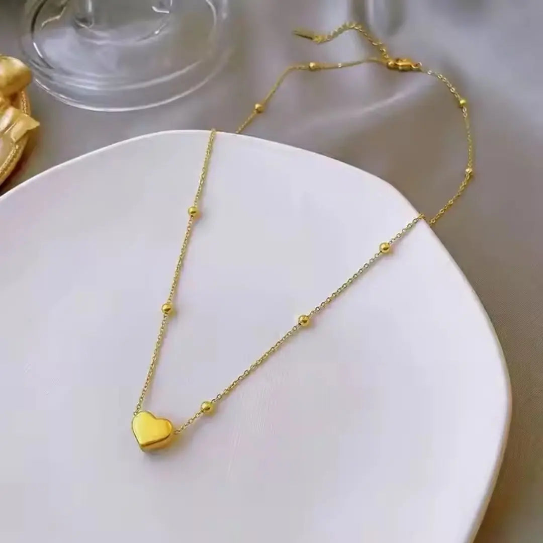 Mini Heart Chain Necklace Wisteria