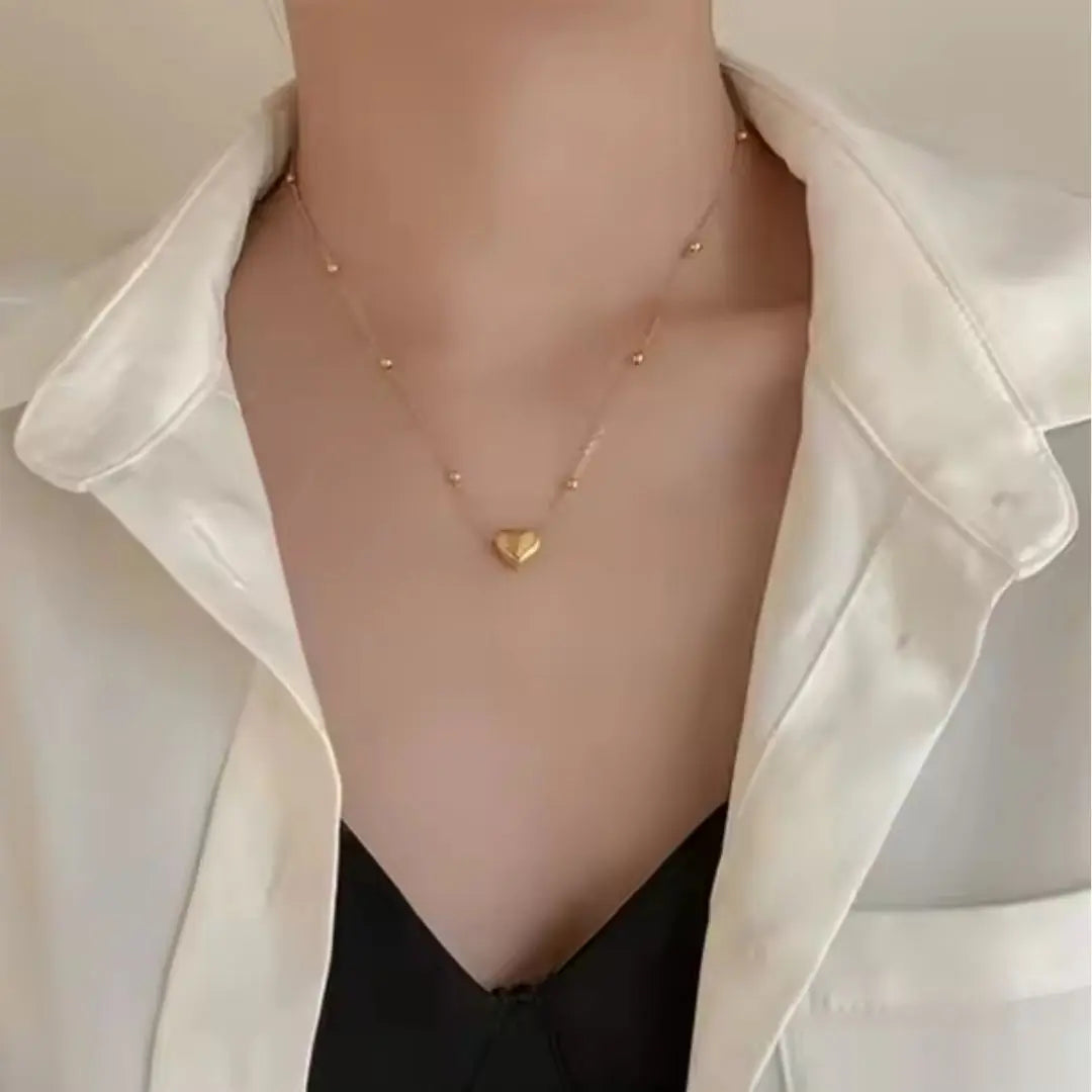 Mini Heart Chain Necklace Wisteria