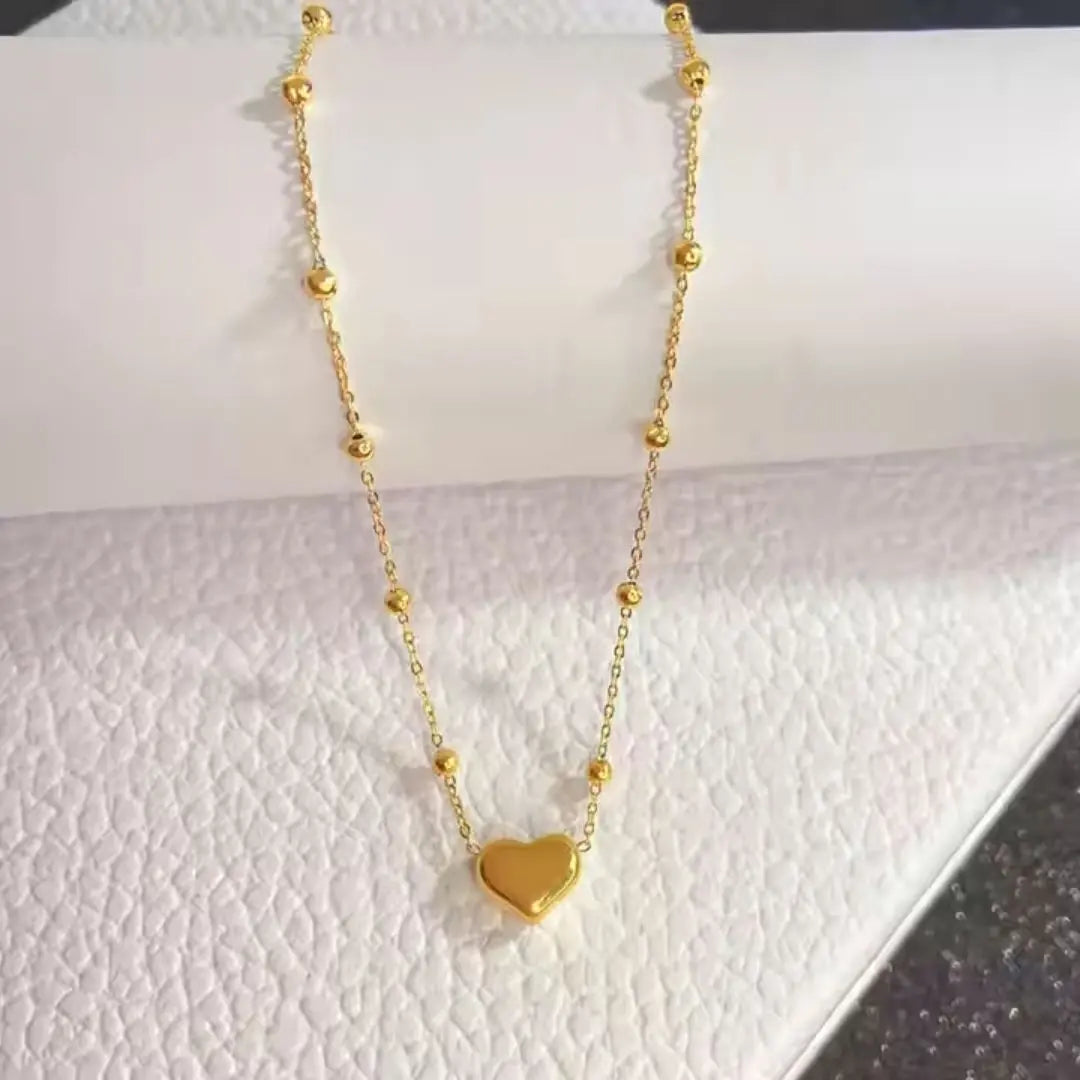 Mini Heart Chain Necklace Wisteria