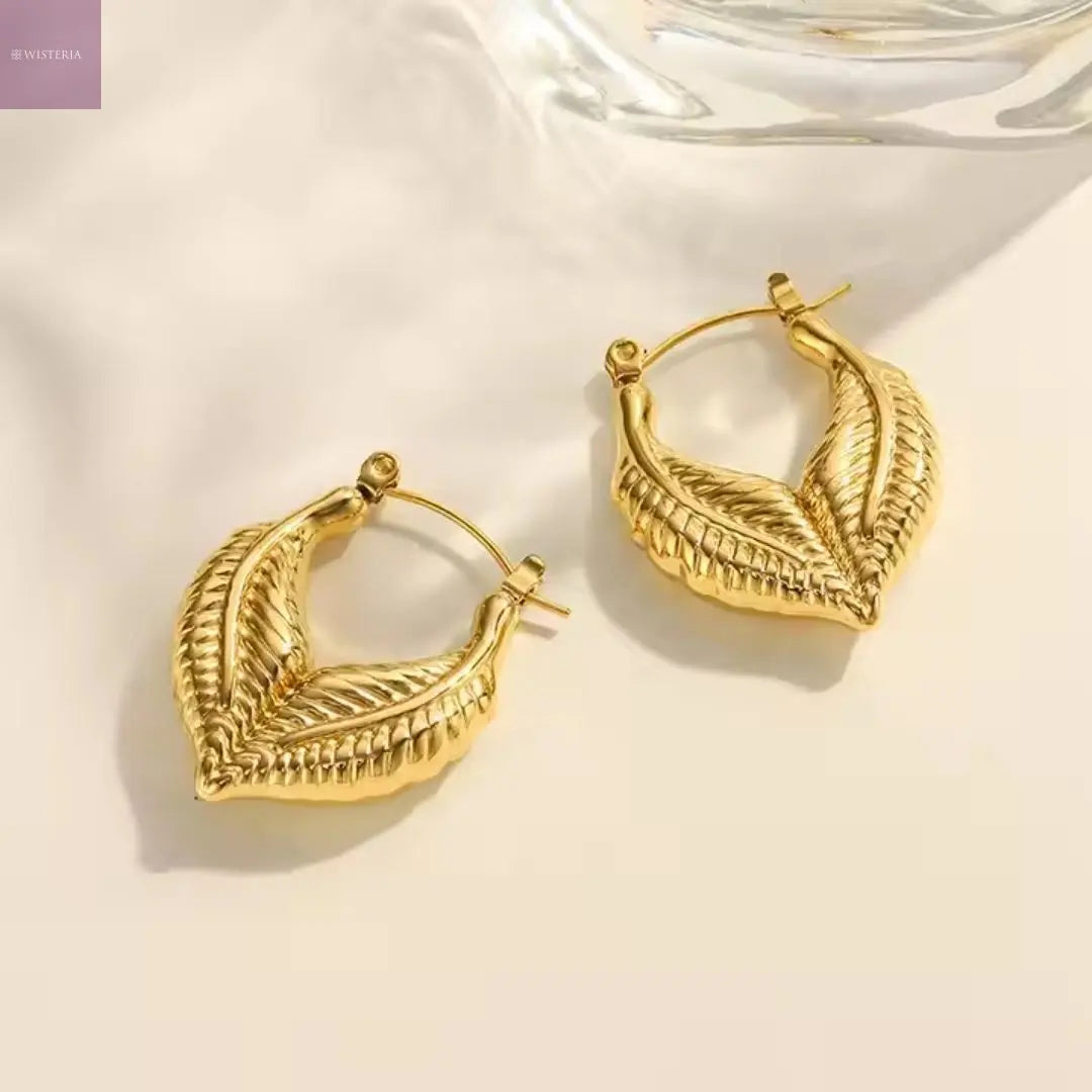 Palm Leaf Hoop Earrings Wisteria