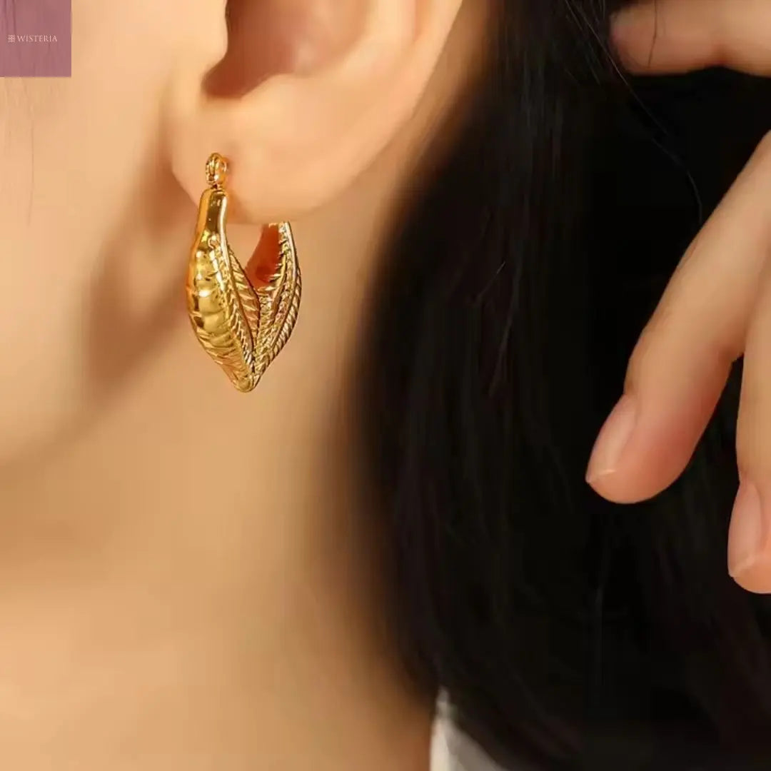 Palm Leaf Hoop Earrings Wisteria