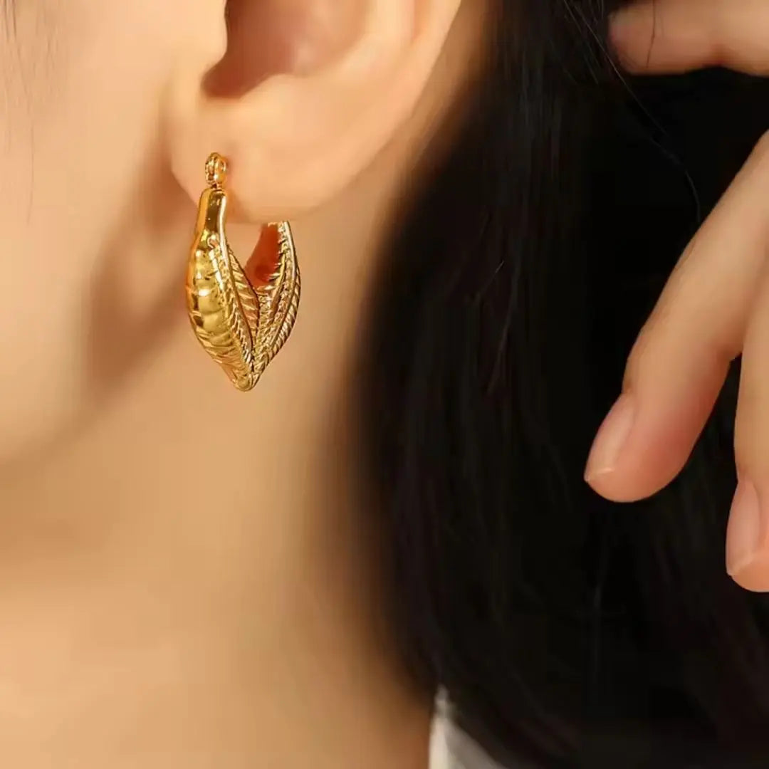 Palm Leaf Hoop Earrings Wisteria
