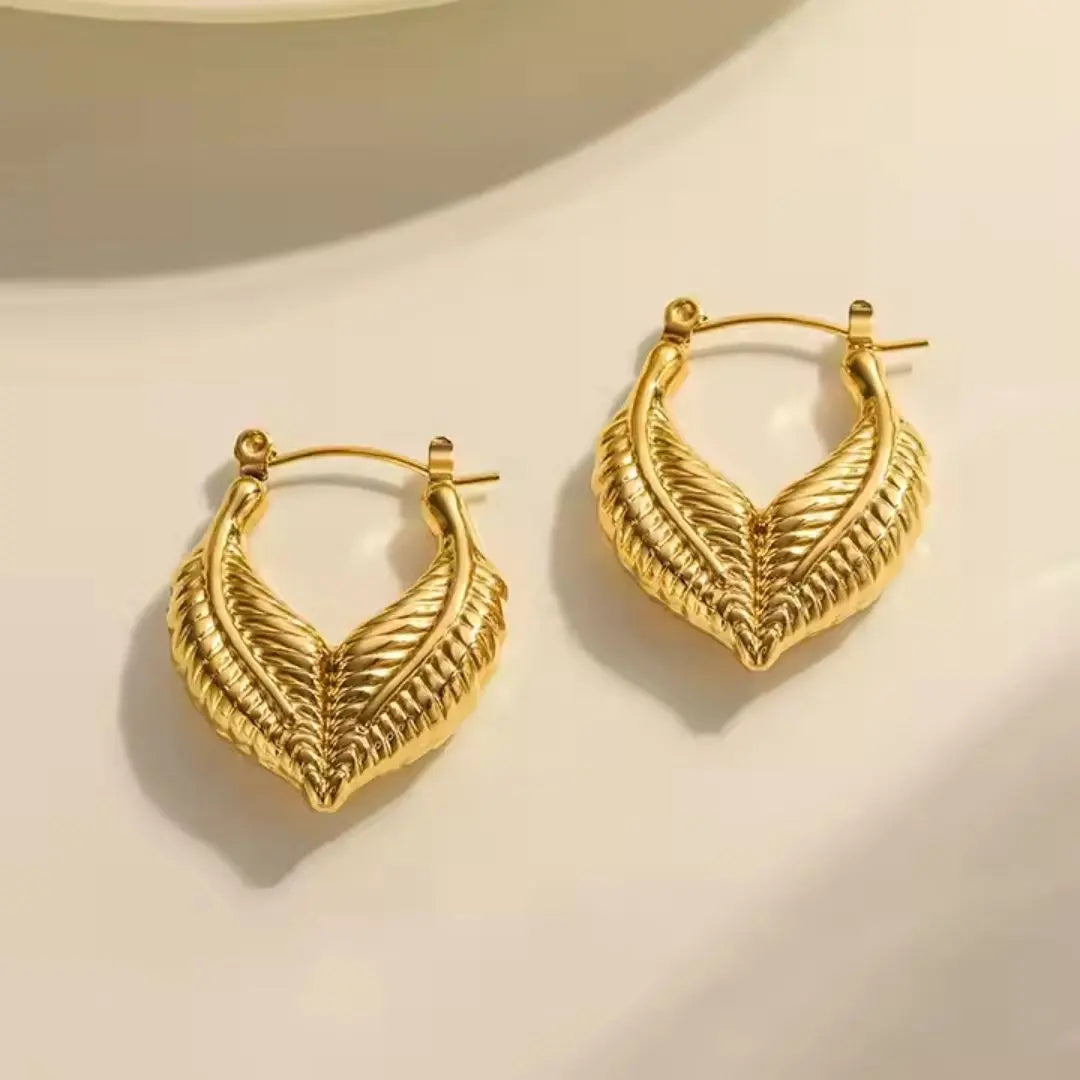 Palm Leaf Hoop Earrings Wisteria