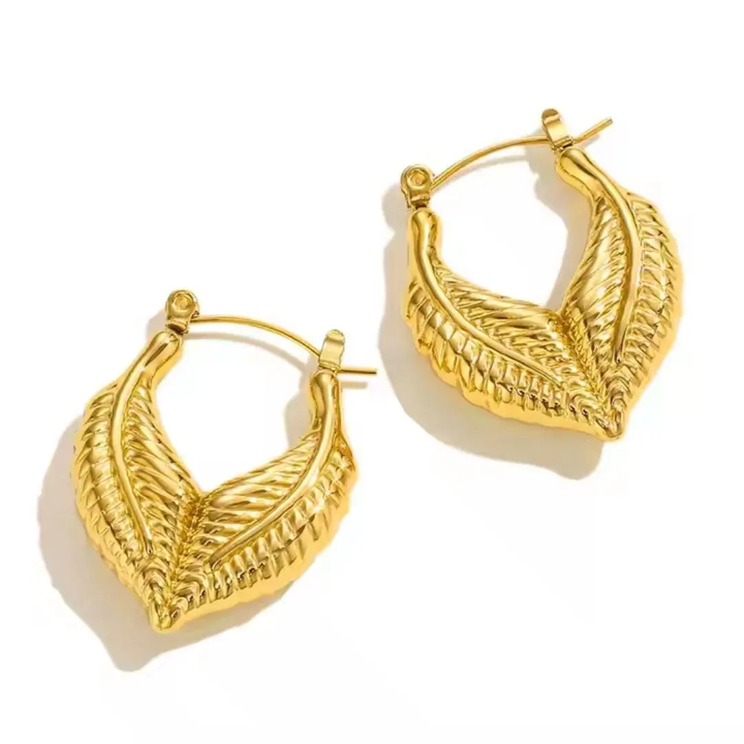 Palm Leaf Hoop Earrings Wisteria