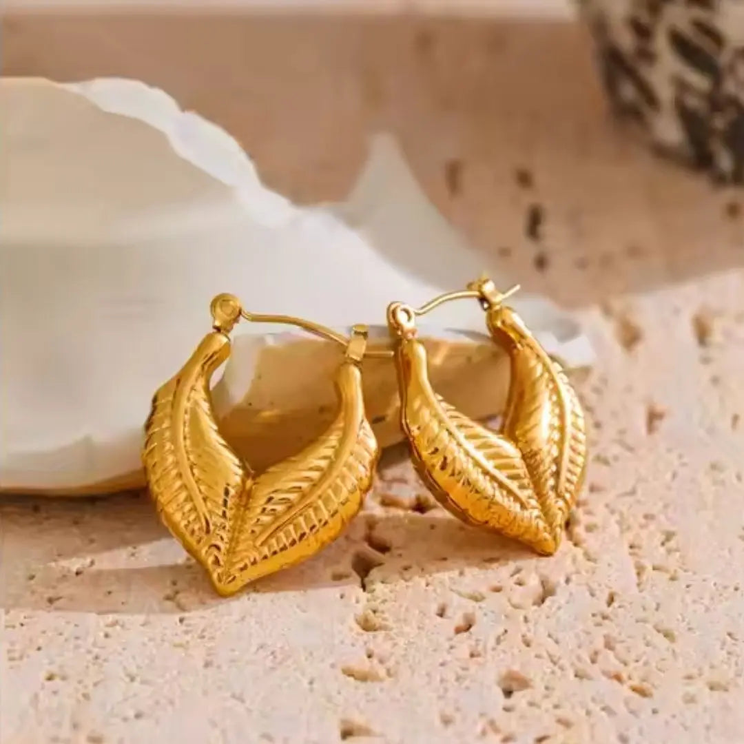 Palm Leaf Hoop Earrings Wisteria