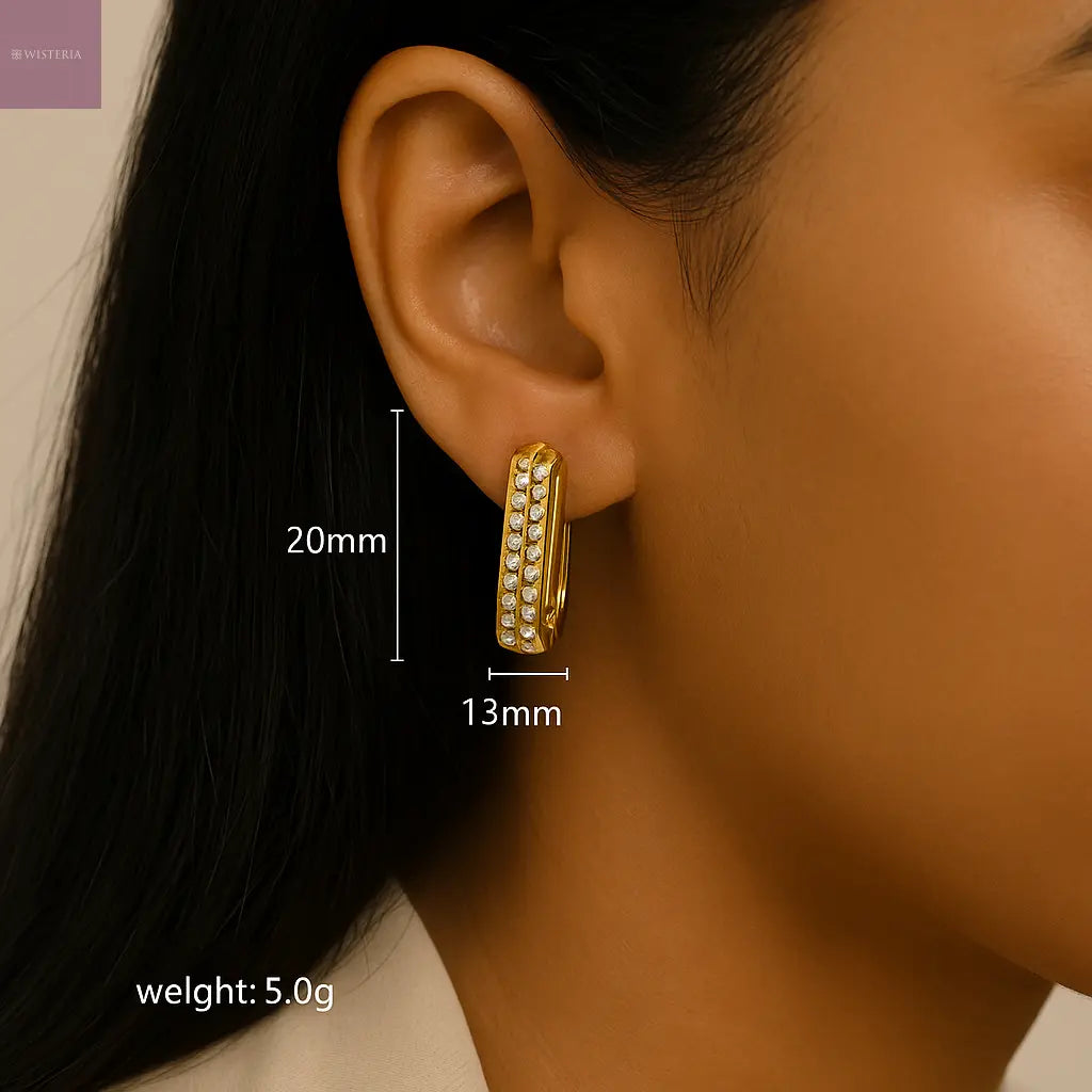 Pavé Rectangle Hoop Earrings Wisteria
