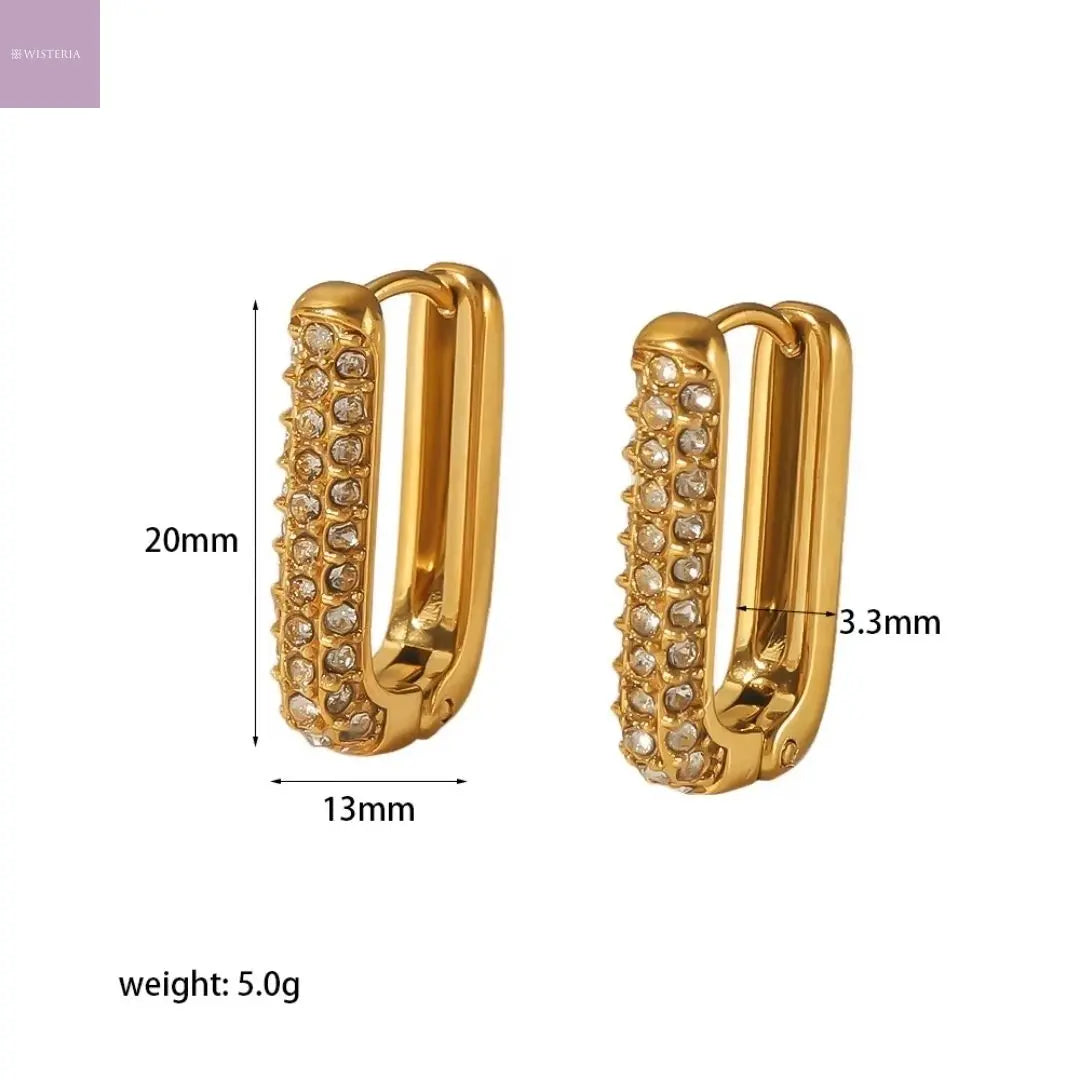 Pavé Rectangle Hoop Earrings Wisteria