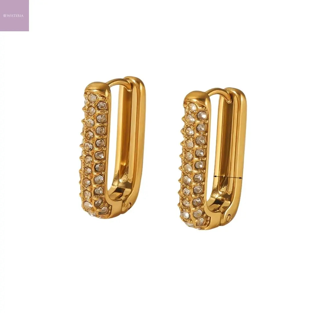 Pavé Rectangle Hoop Earrings Wisteria