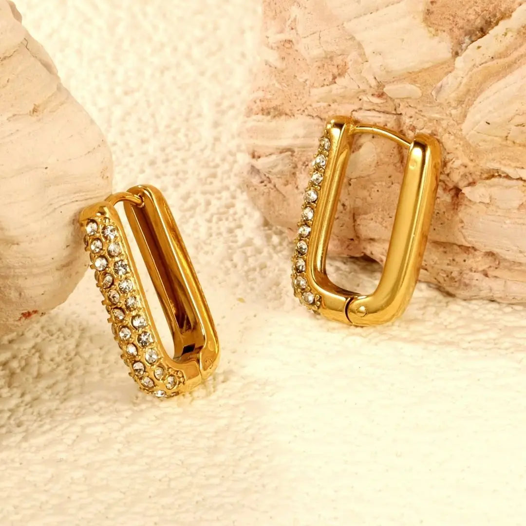 Pavé Rectangle Hoop Earrings Wisteria