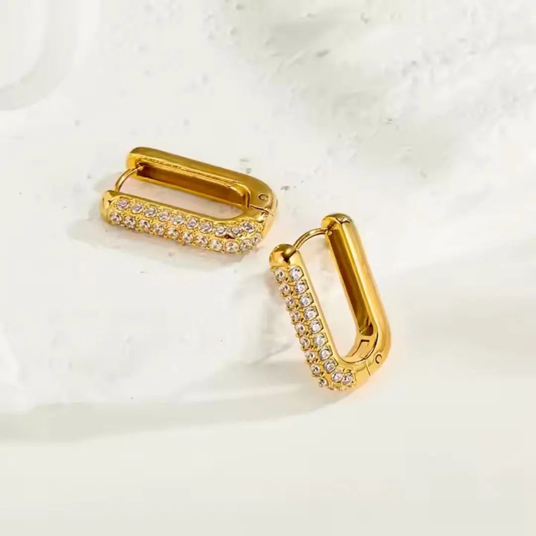 Pavé Rectangle Hoop Earrings Wisteria