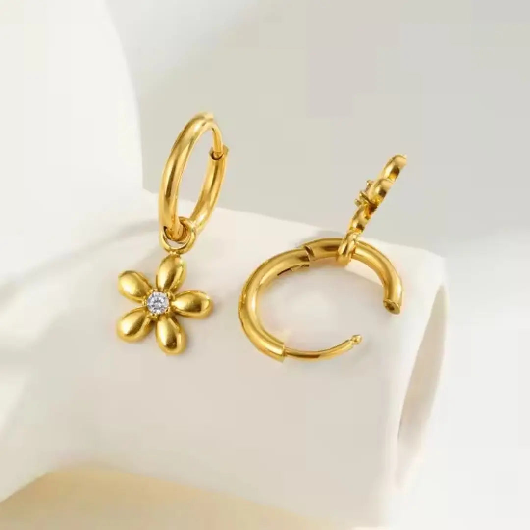 Petal Charm Hoop Earrings Wisteria