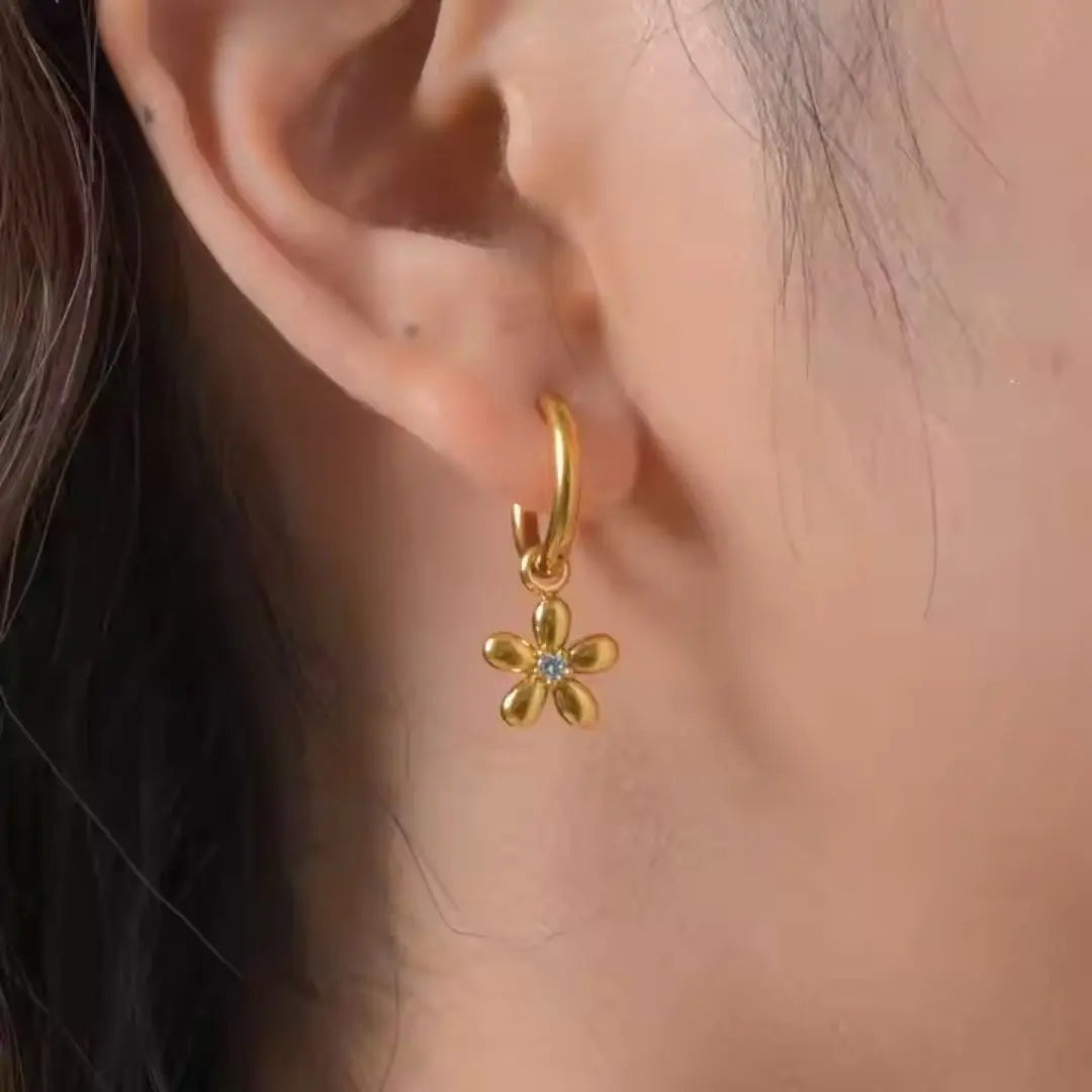 Petal Charm Hoop Earrings Wisteria