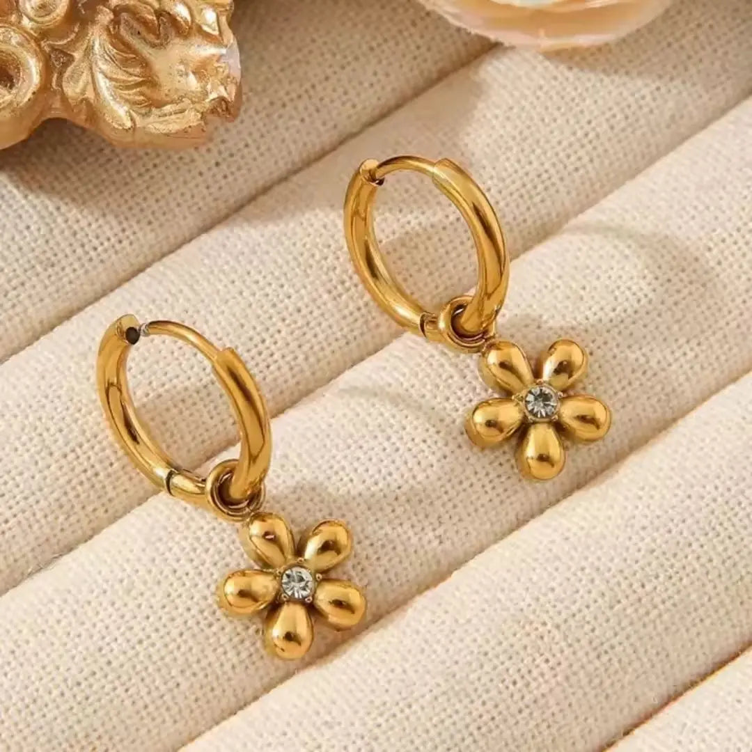 Petal Charm Hoop Earrings Wisteria
