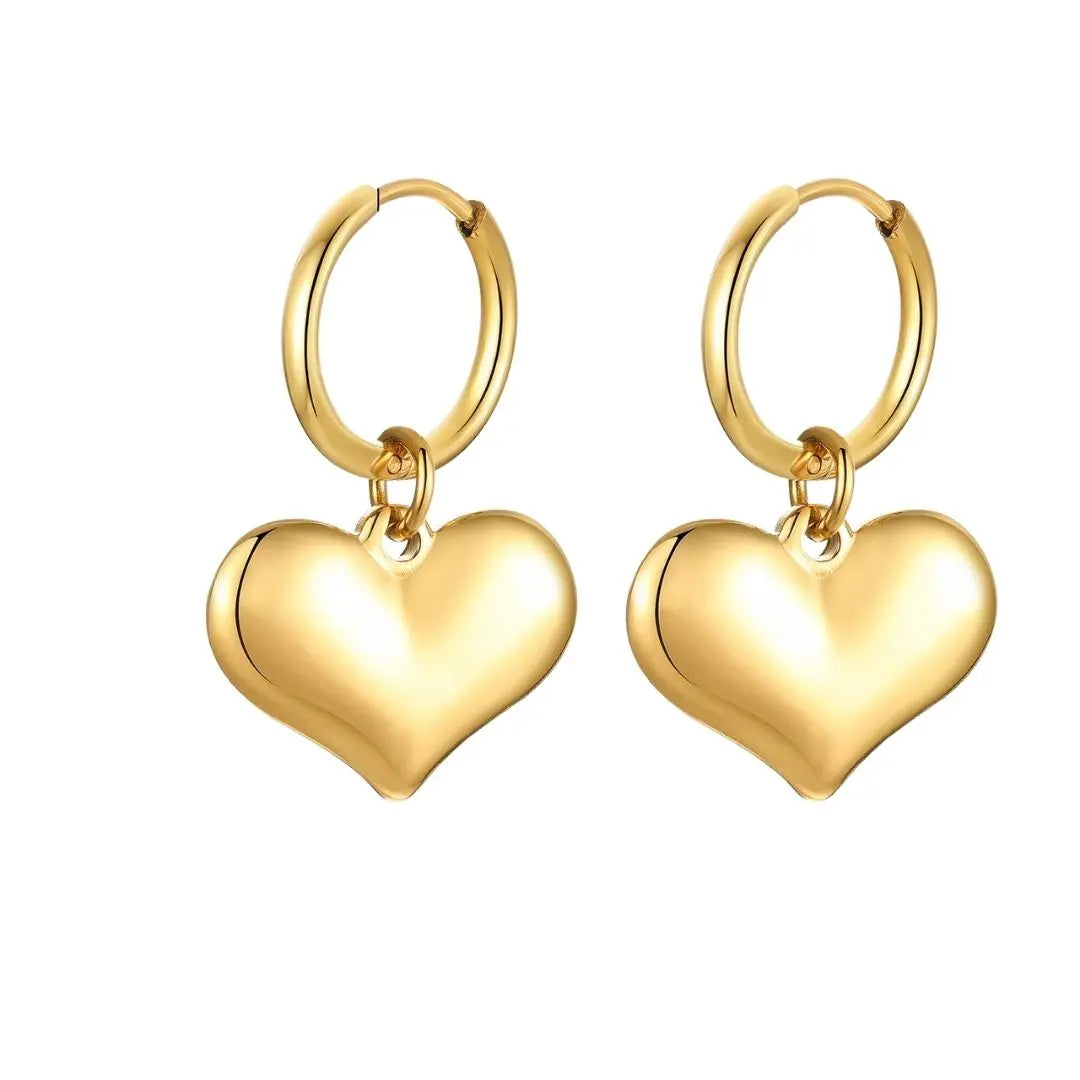 Puffy Heart Hoop Earrings Wisteria