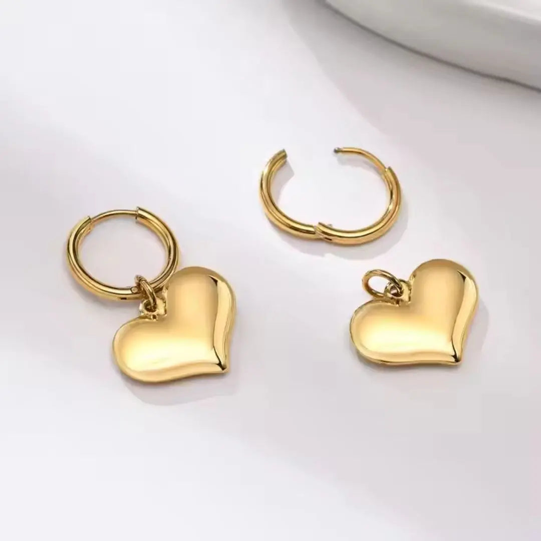 Puffy Heart Hoop Earrings Wisteria