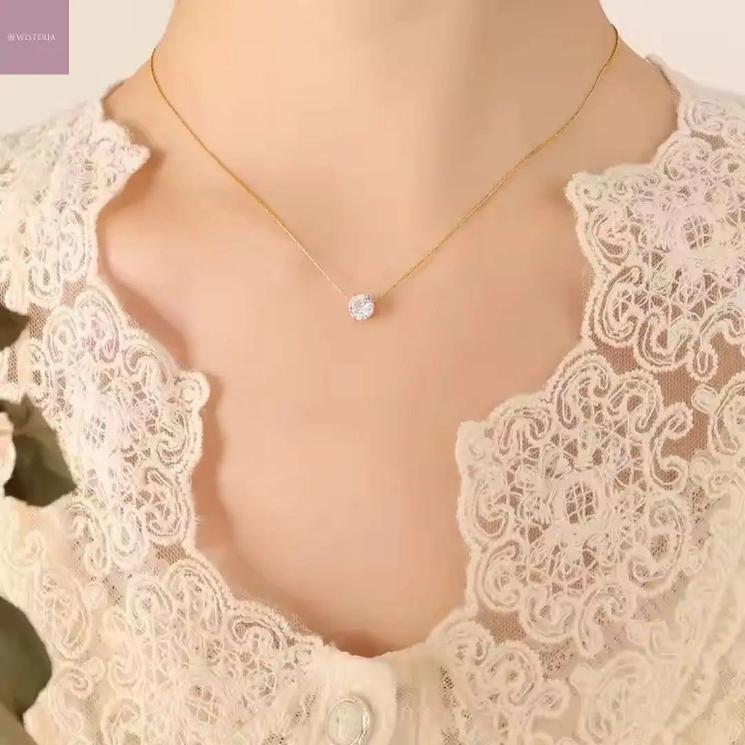 Radiant Solitaire Pendant Necklace Wisteria