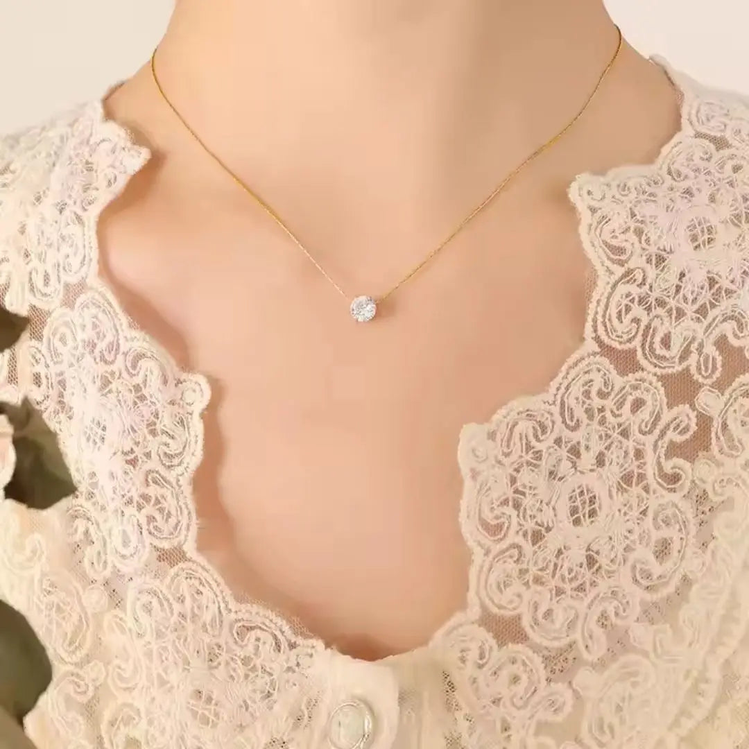 Radiant Solitaire Pendant Necklace Wisteria