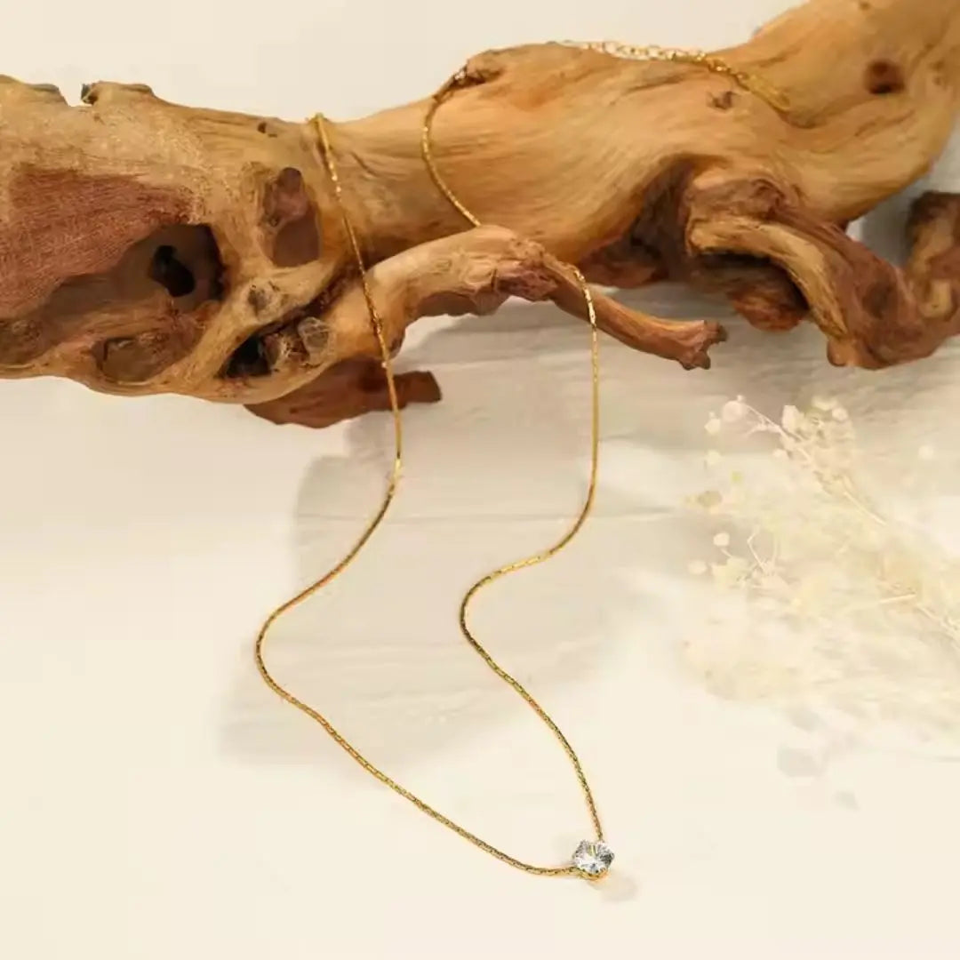 Radiant Solitaire Pendant Necklace Wisteria