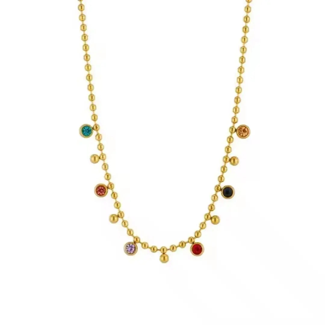 Rainbow Charm Beaded Necklace Wisteria