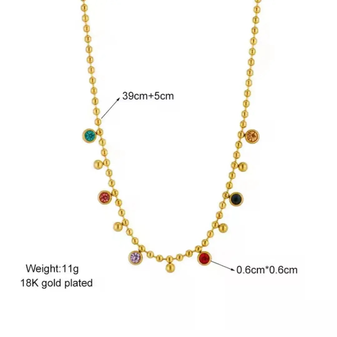 Rainbow Charm Beaded Necklace Wisteria