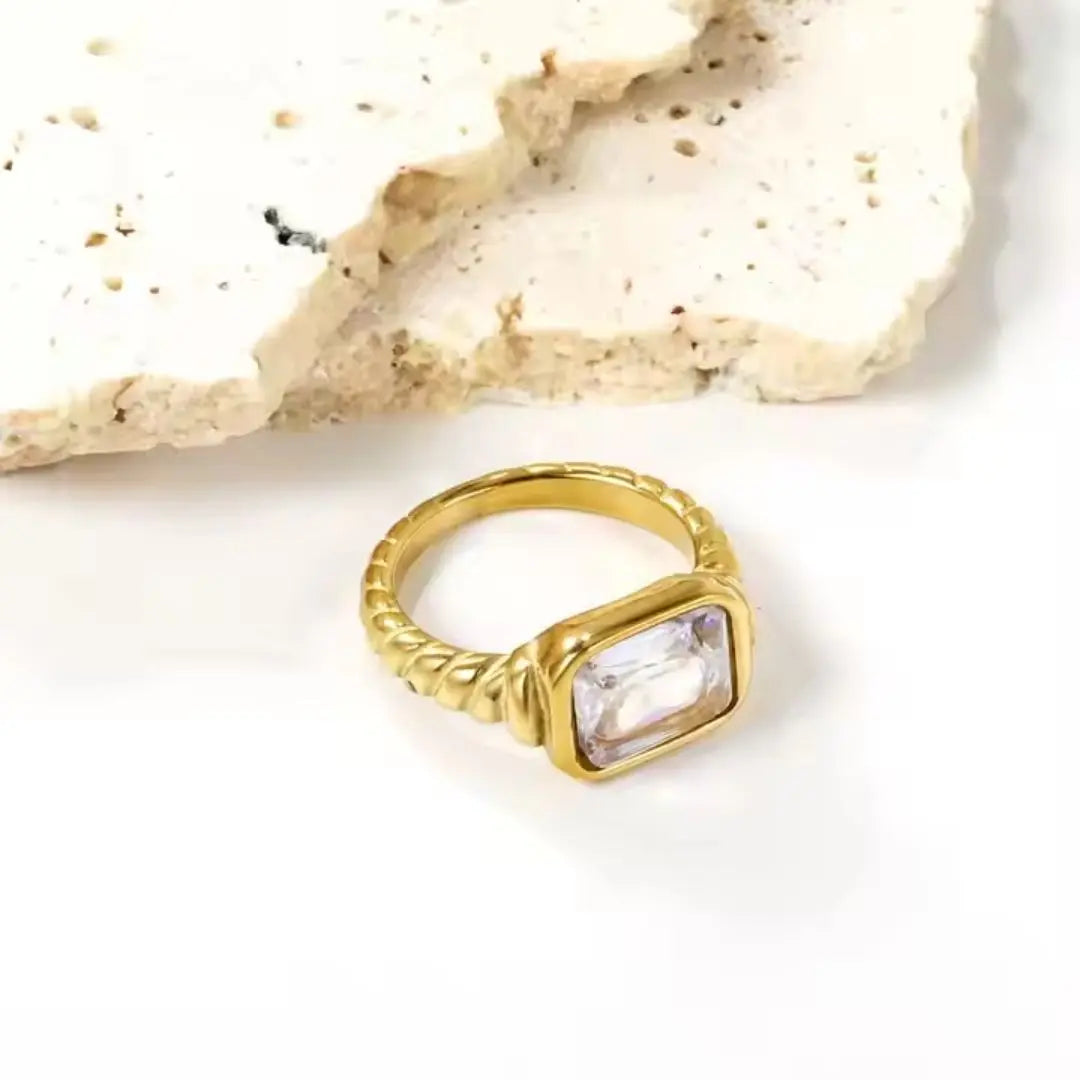 Rope Band Stone Ring Wisteria