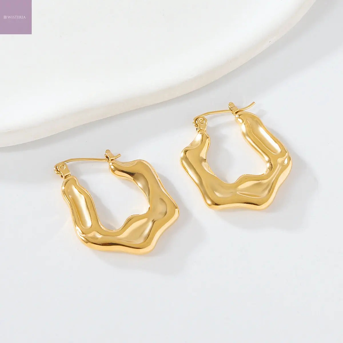 Solar Drape Sculpted  Hoop Earrings Wisteria