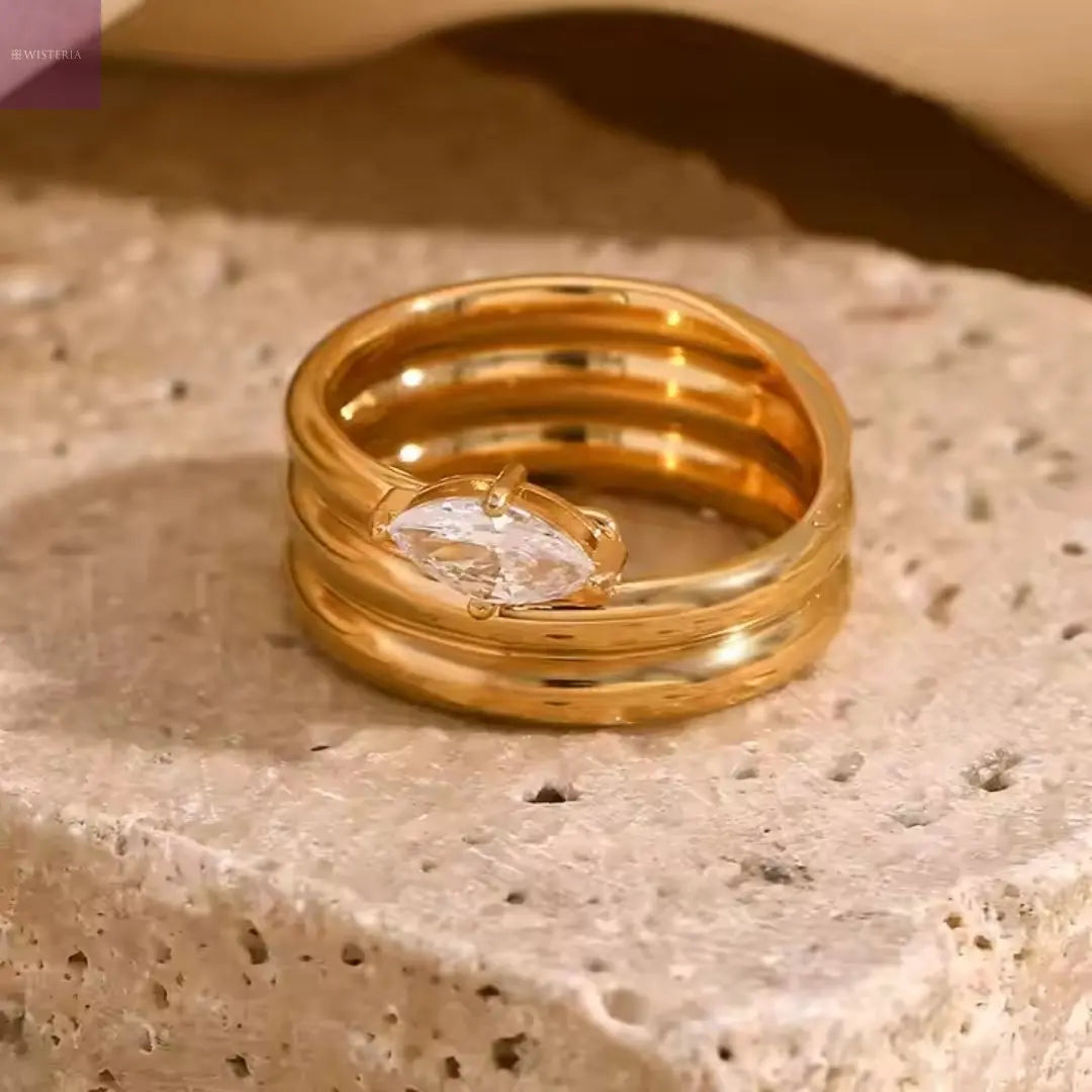 Stacked Solitaire Ring Wisteria