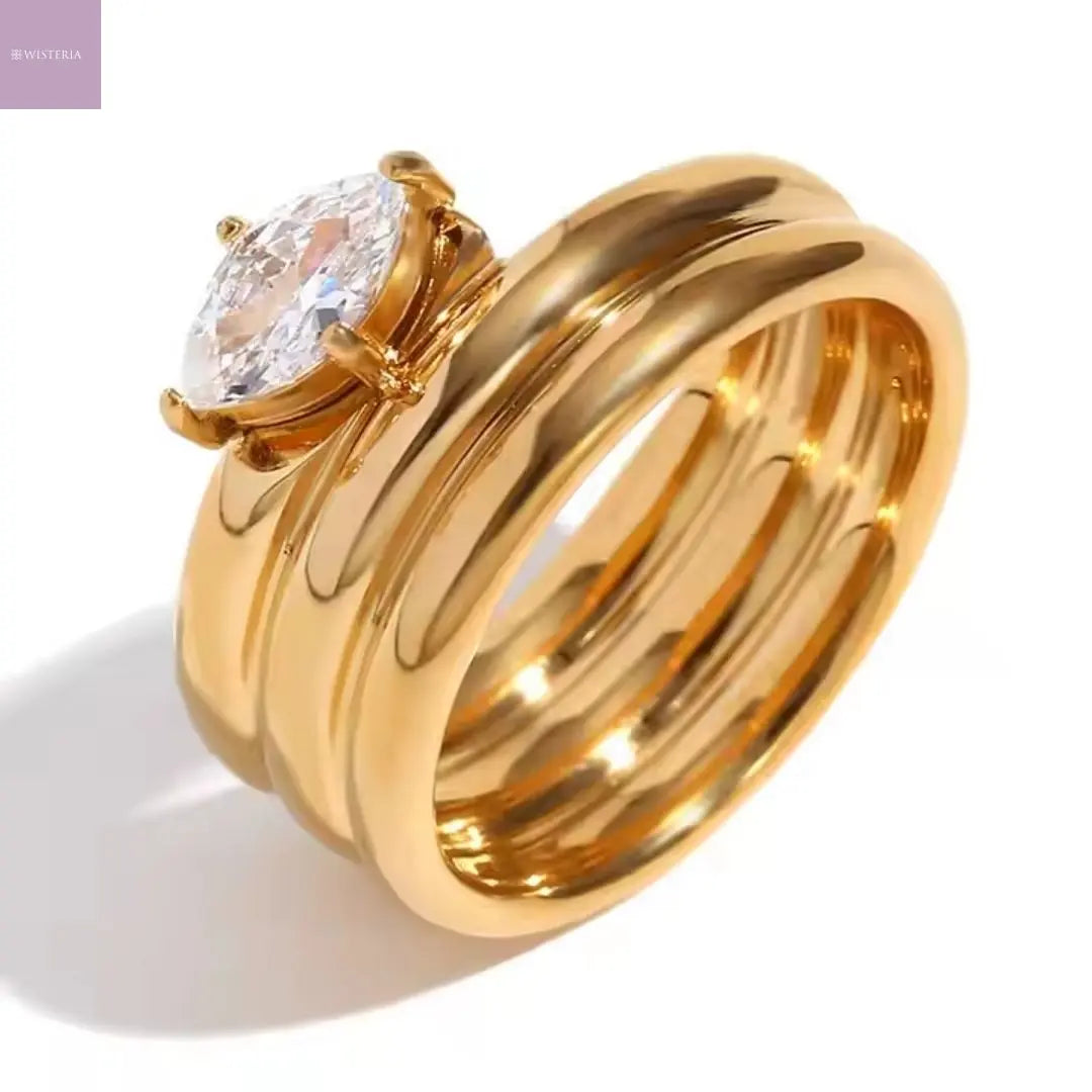 Stacked Solitaire Ring Wisteria