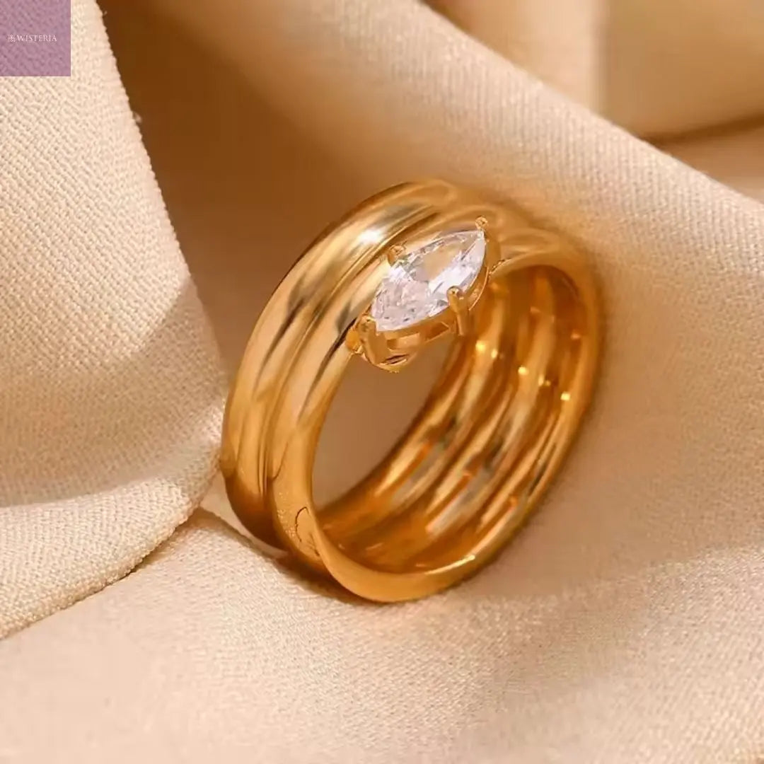 Stacked Solitaire Ring Wisteria