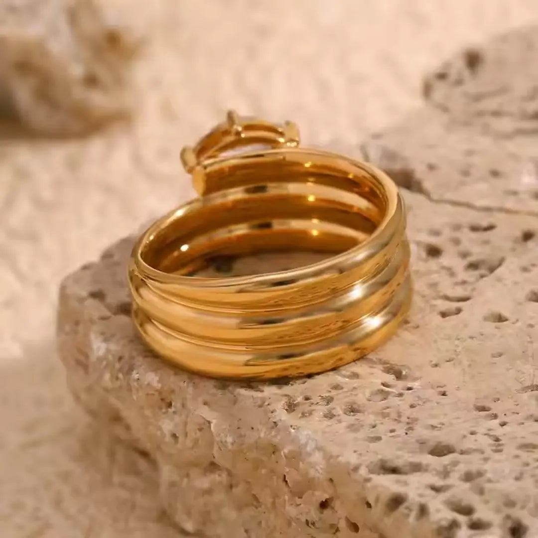 Stacked Solitaire Ring Wisteria