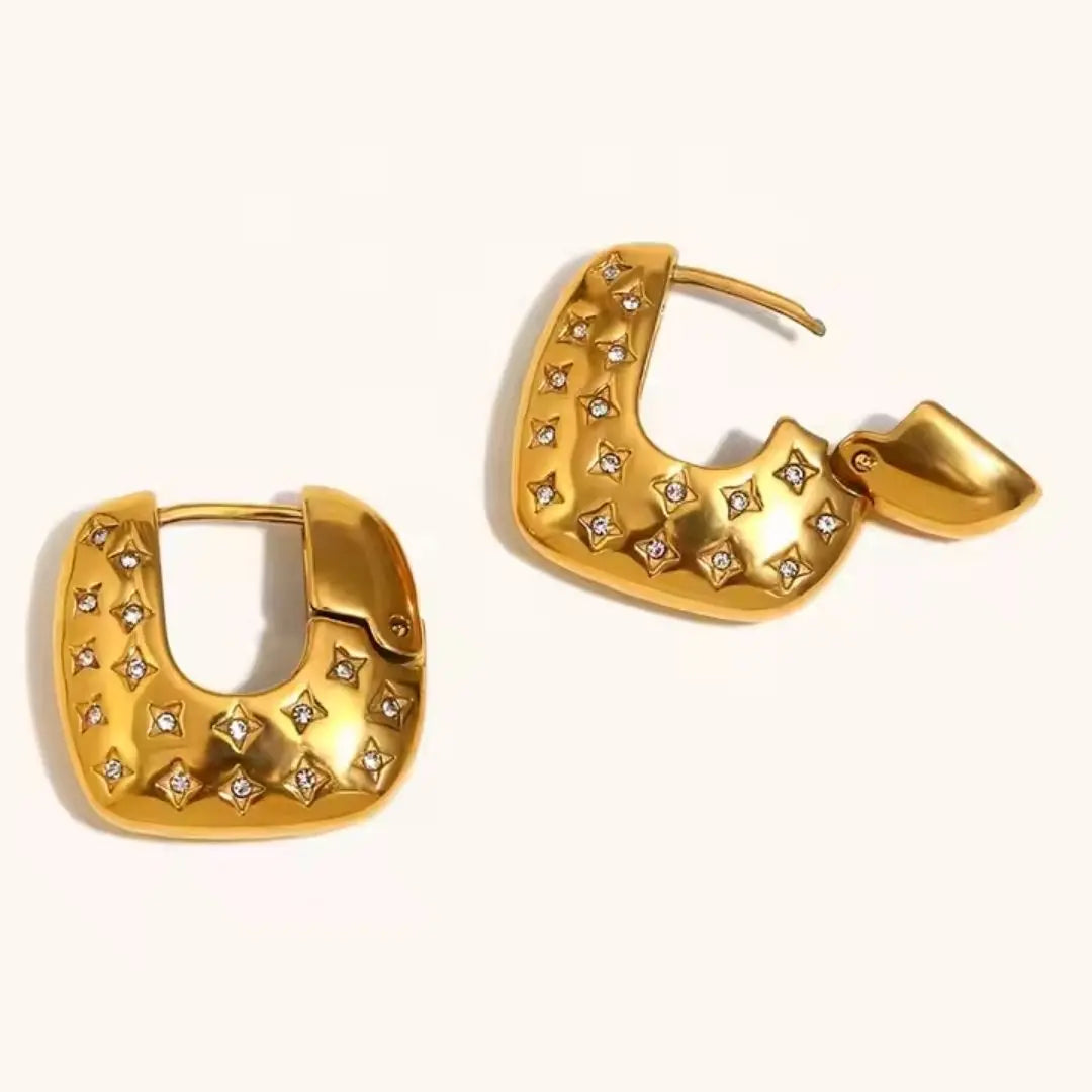 Star-Stud Square Hoops Wisteria