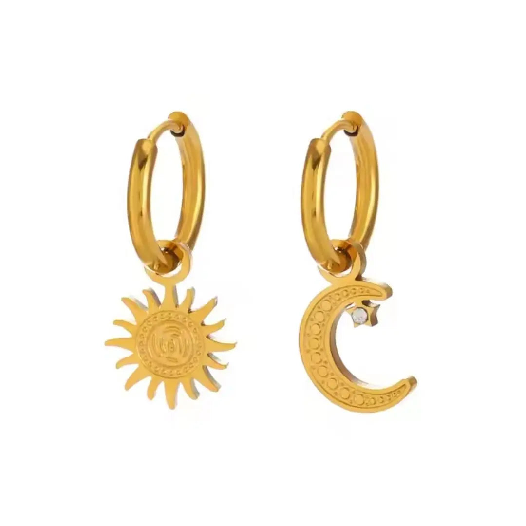 Sun and Moon Hoop Earrings Wisteria
