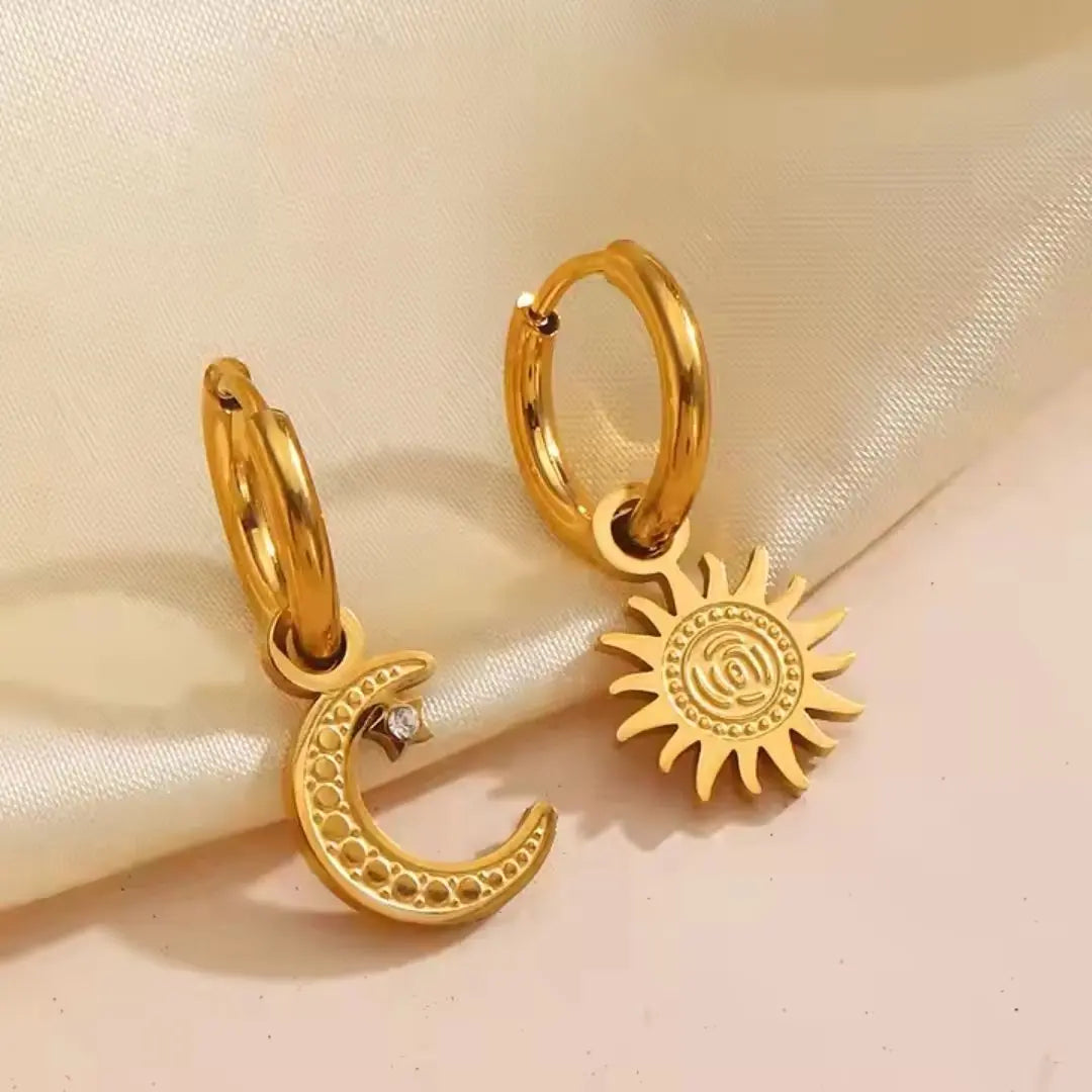 Sun and Moon Hoop Earrings Wisteria
