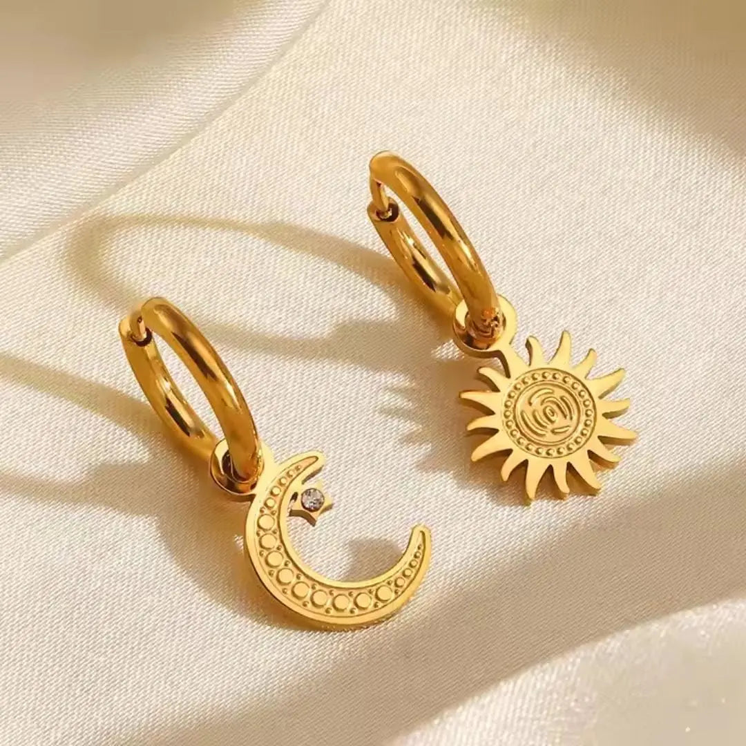 Sun and Moon Hoop Earrings Wisteria