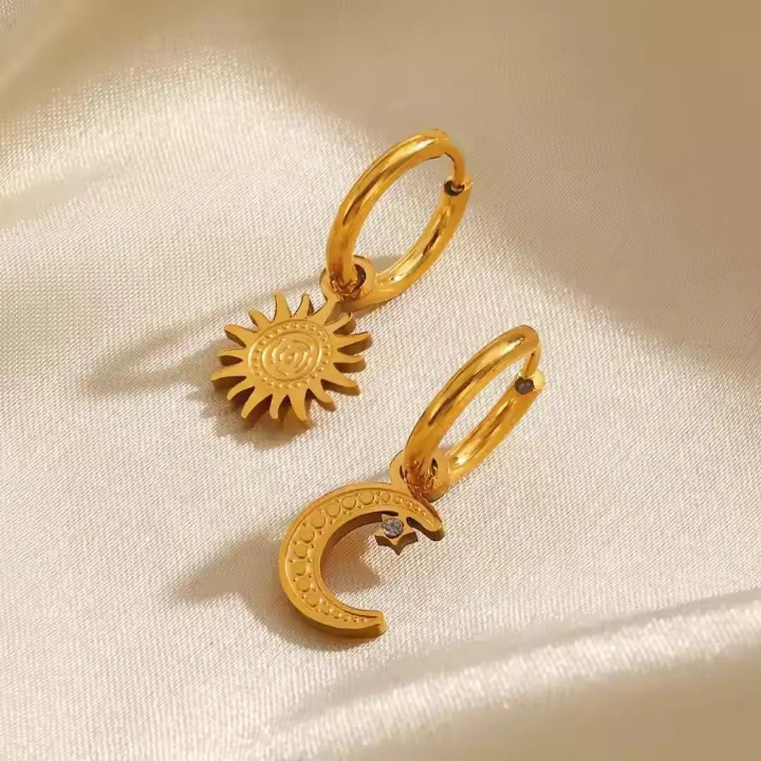 Sun and Moon Hoop Earrings Wisteria