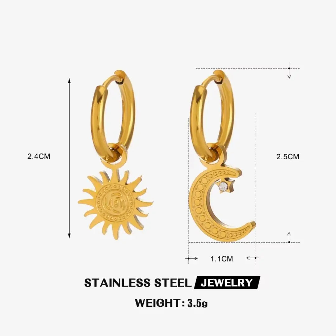 Sun and Moon Hoop Earrings Wisteria