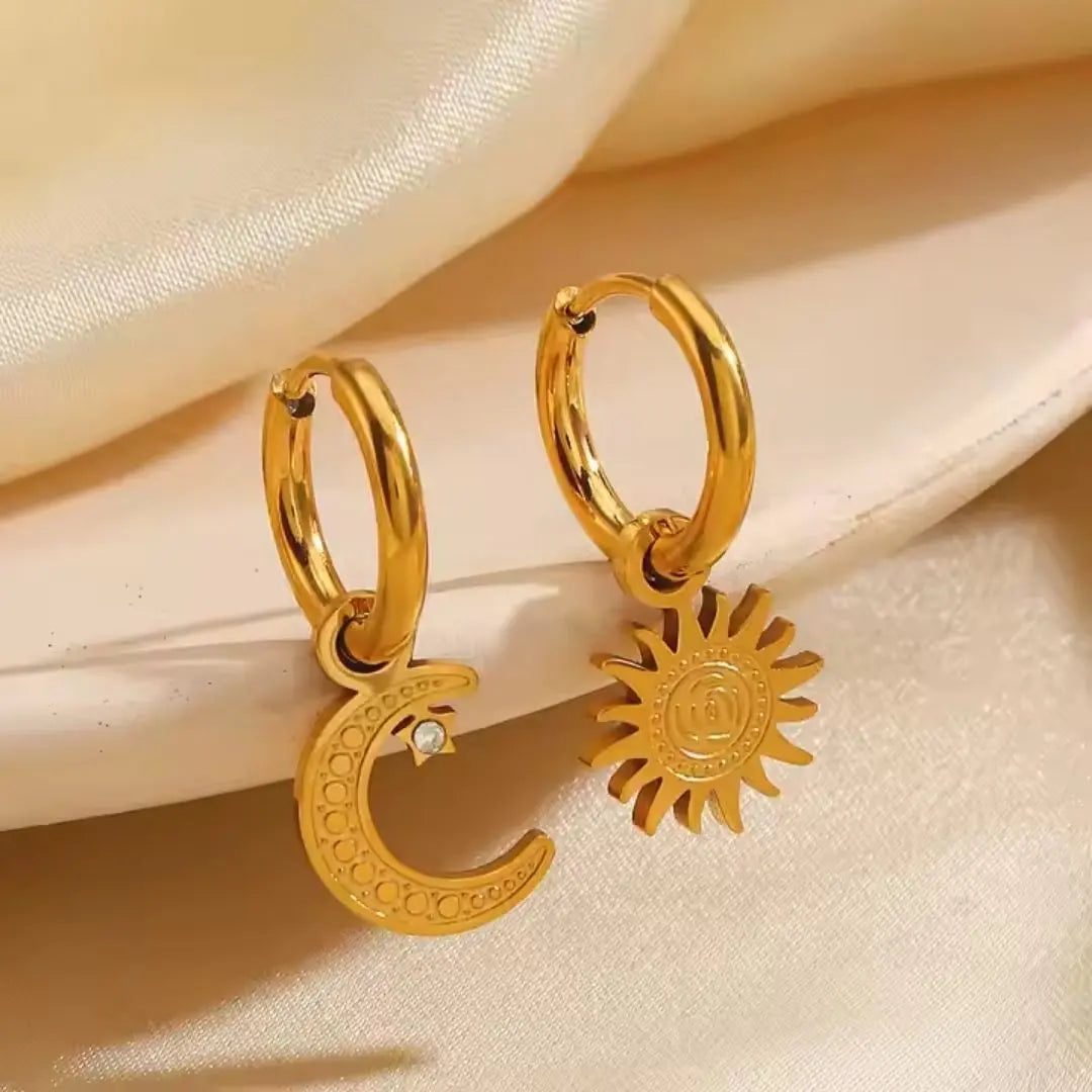 Sun and Moon Hoop Earrings Wisteria