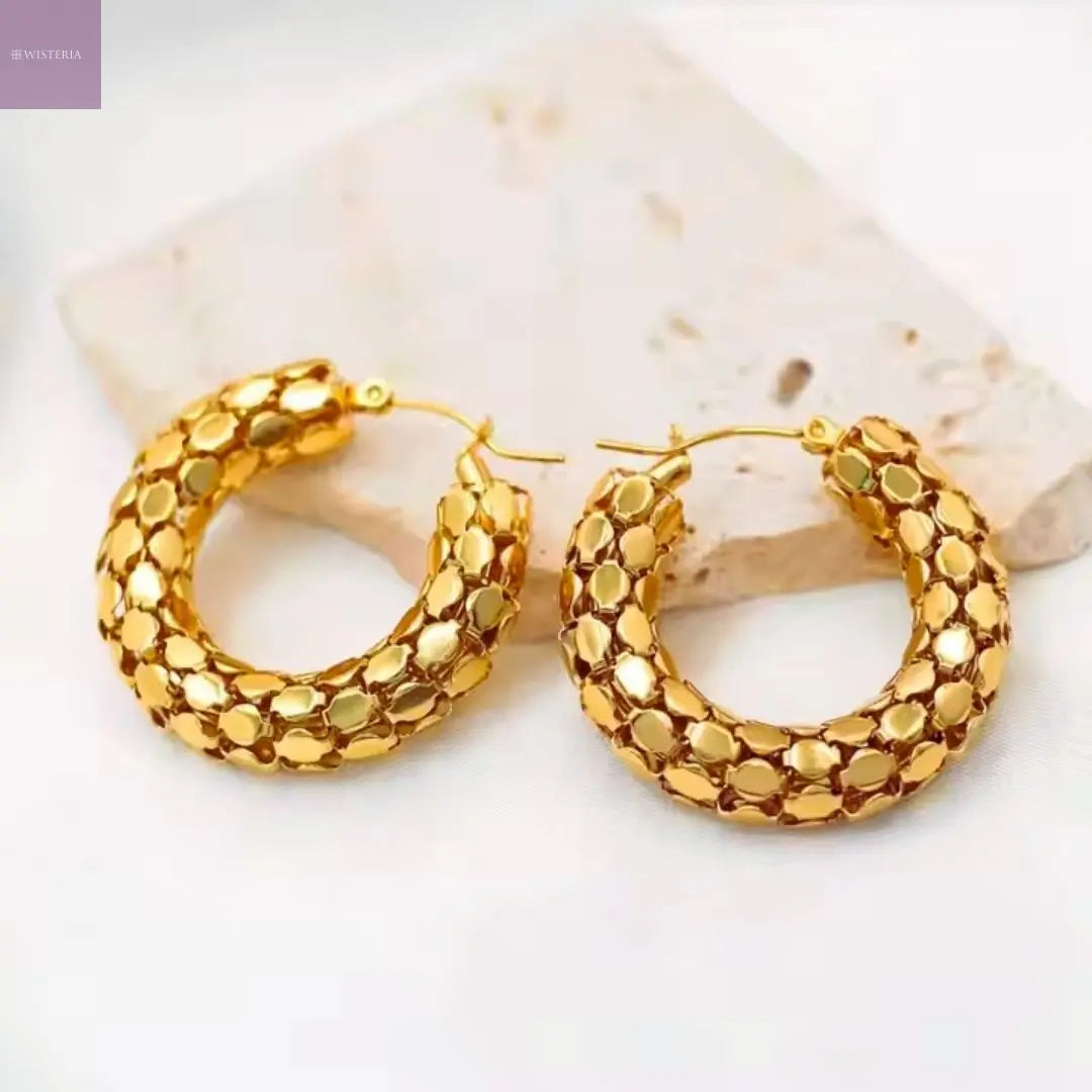 Textured Hive Hoops Wisteria