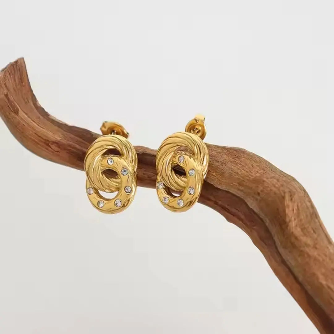 Textured Link Stud Earrings Wisteria
