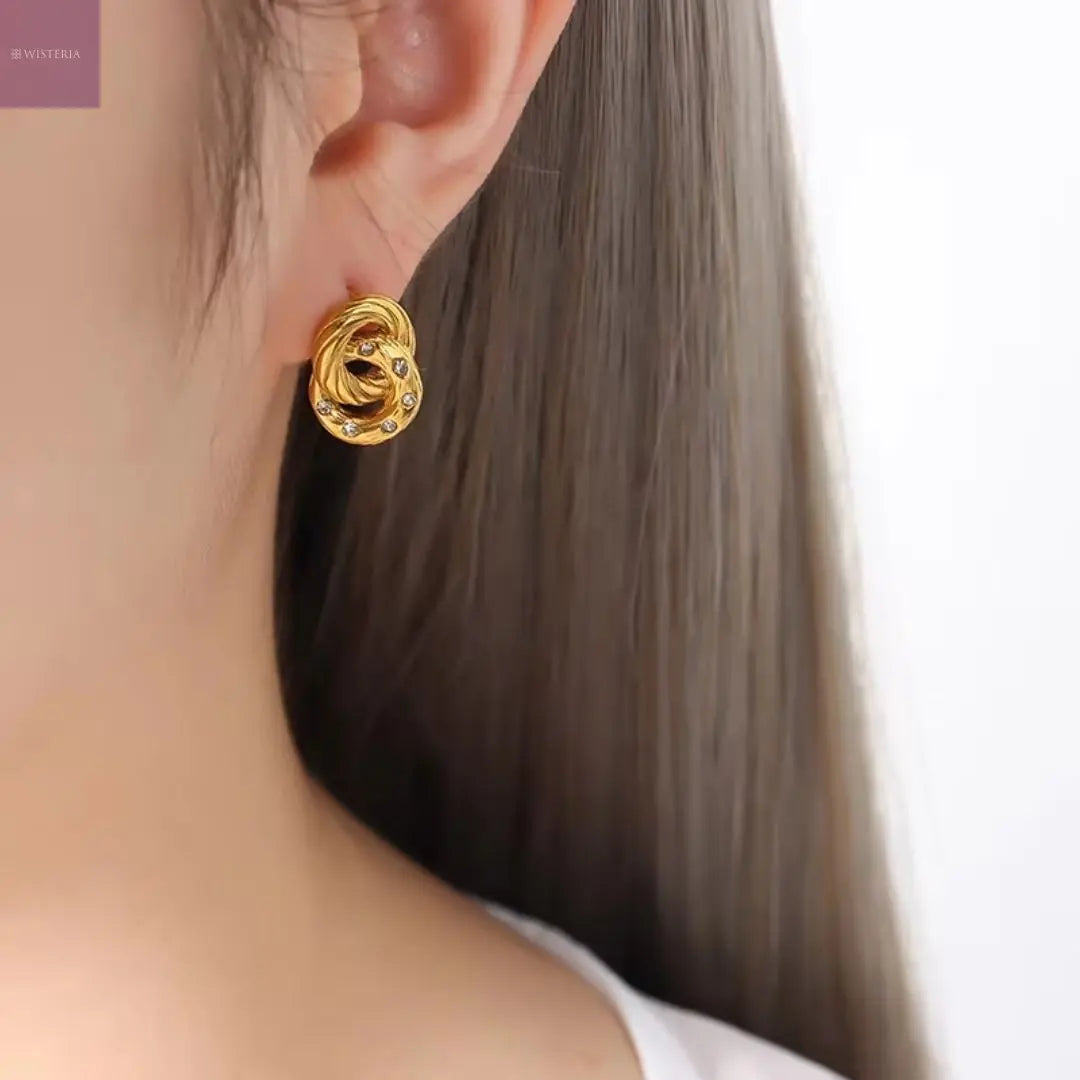 Textured Link Stud Earrings Wisteria